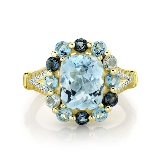 Sky Blue Topaz & Diamond Ring