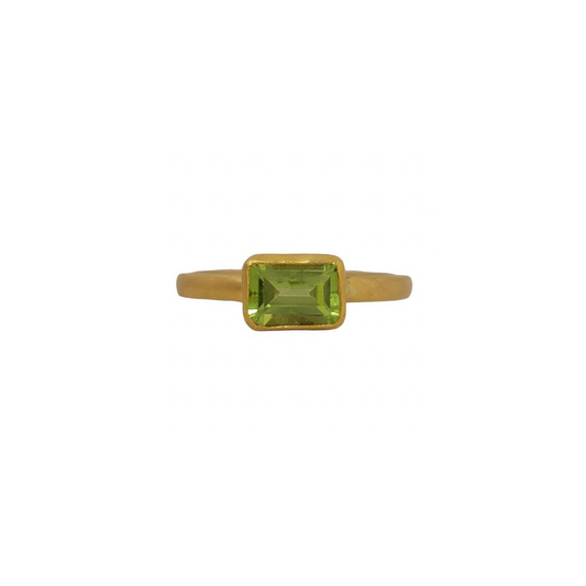 Emerald Cut Peridot Ring