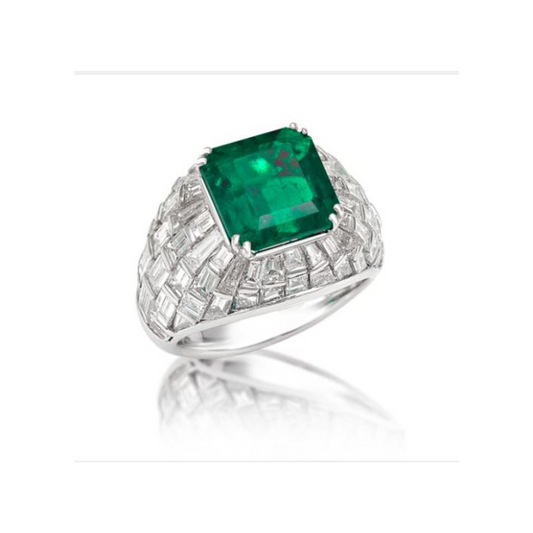 Emerald and Baguette Diamond Ring