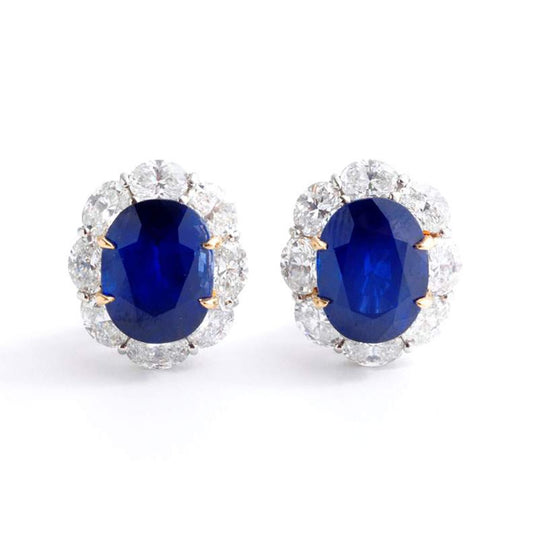 Oval Ceylon Blue Sapphire Earring