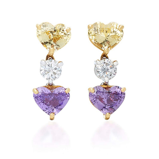 Multi-Colored Heart Sapphire Earring