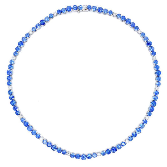 Blue Sapphire Tennis Necklace