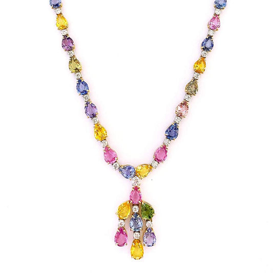 Multi-Sapphire Drop Necklace