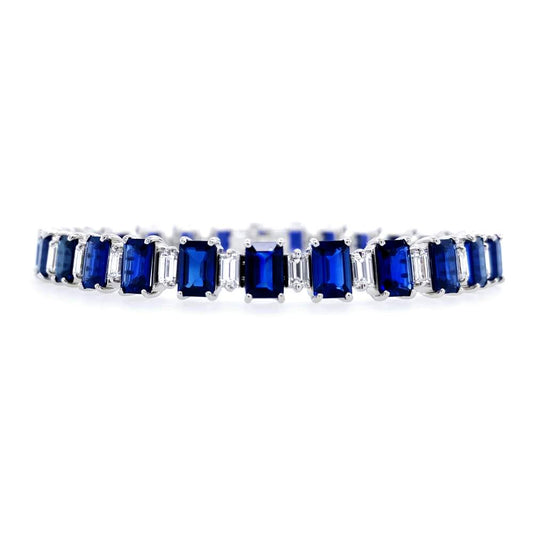 Emerald Cut Blue Sapphire Bracelet