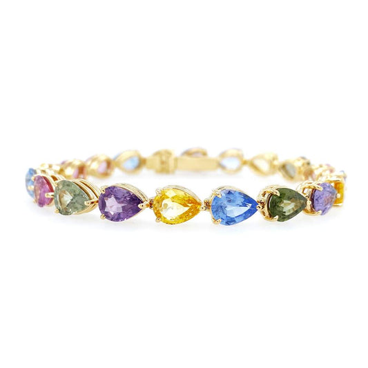 Multi-Colored Pear Sapphire Bracelet
