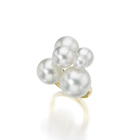 Multi-Bubble South Sea and Akoya Pearl Ring