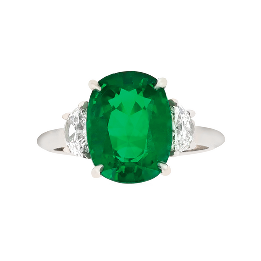 4.25ct Zambian emerald and diamond ring