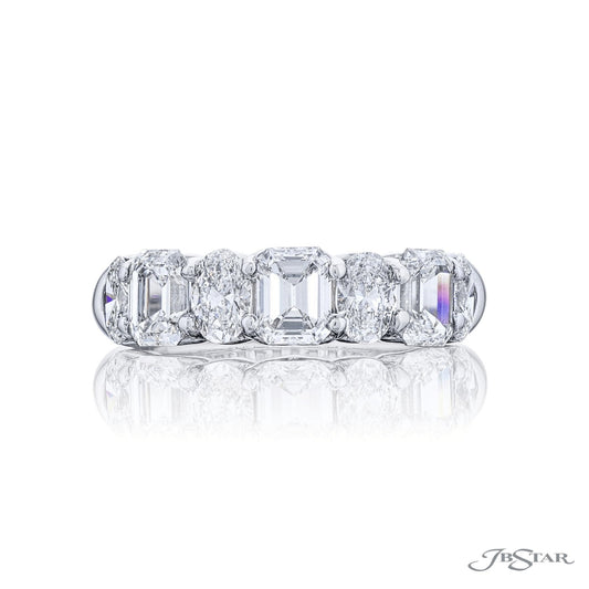 Emerald and Oval Cut Diamond Band