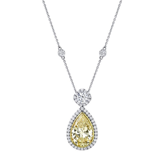Pear Shaped Yellow Diamond Necklace