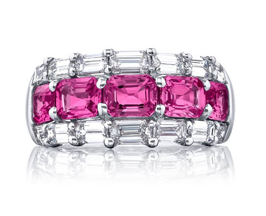 Pink Sapphire and Diamond Band