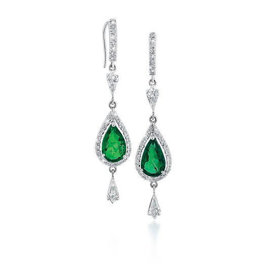 Emerald & Diamond Dangle Earrings