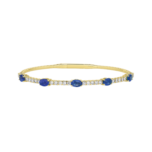 Blue Sapphire & Diamond Pickleball Bracelet