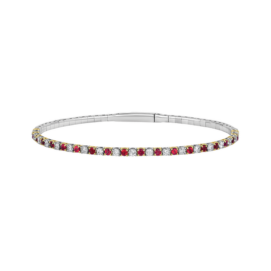 14k white gold ruby & diamond pickleball bracelet