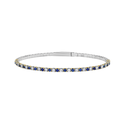 Blue Sapphire & Diamond Pickleball Bracelet