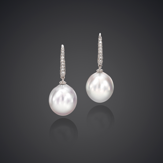 South Sea Pearl & Diamond Earrings