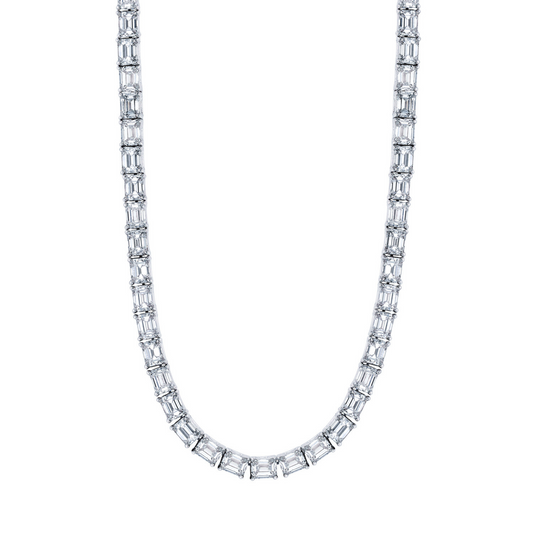 11.75ctw emerald cut diamond tennis necklace