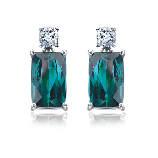 Green Tourmaline & Diamond Earrings