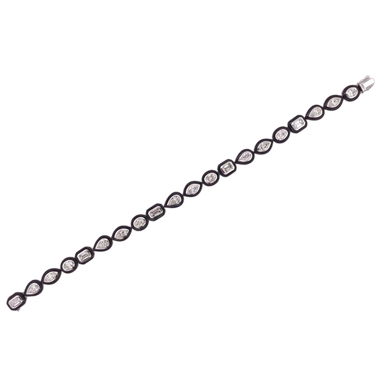 Black Agate & Diamond Bracelet