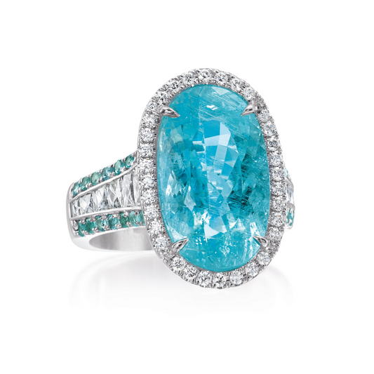 8ct oval Paraiba tourmaline and diamond ring