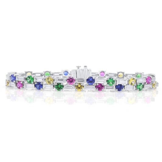 Multi-Color Sapphire, Tsavorite & Diamond Bracelet