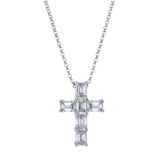 Emerald Cut Diamond Cross