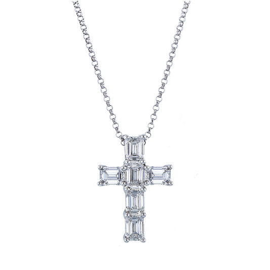 2.30ctw emerald cut diamond cross