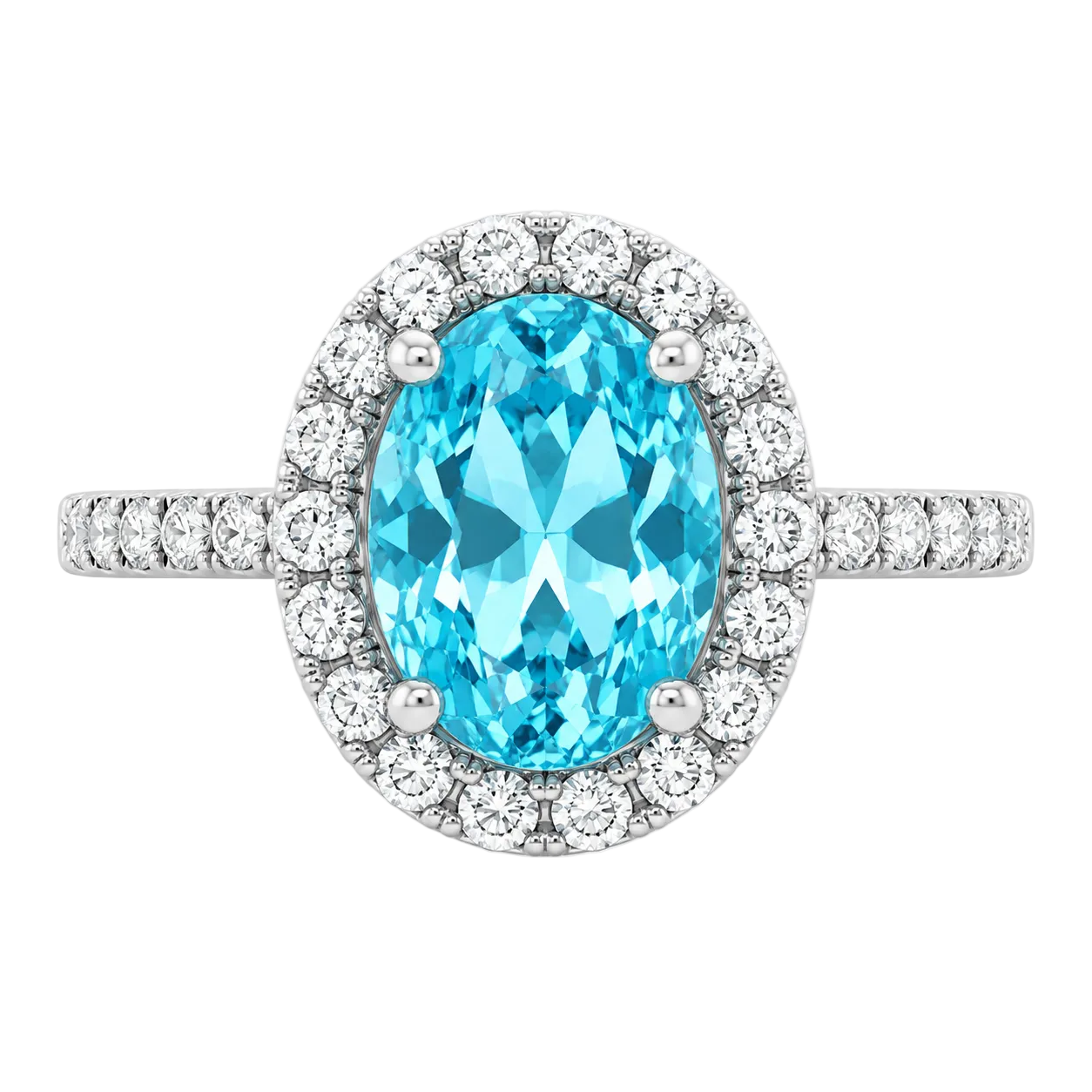 Oval Blue Topaz & Diamond Ring