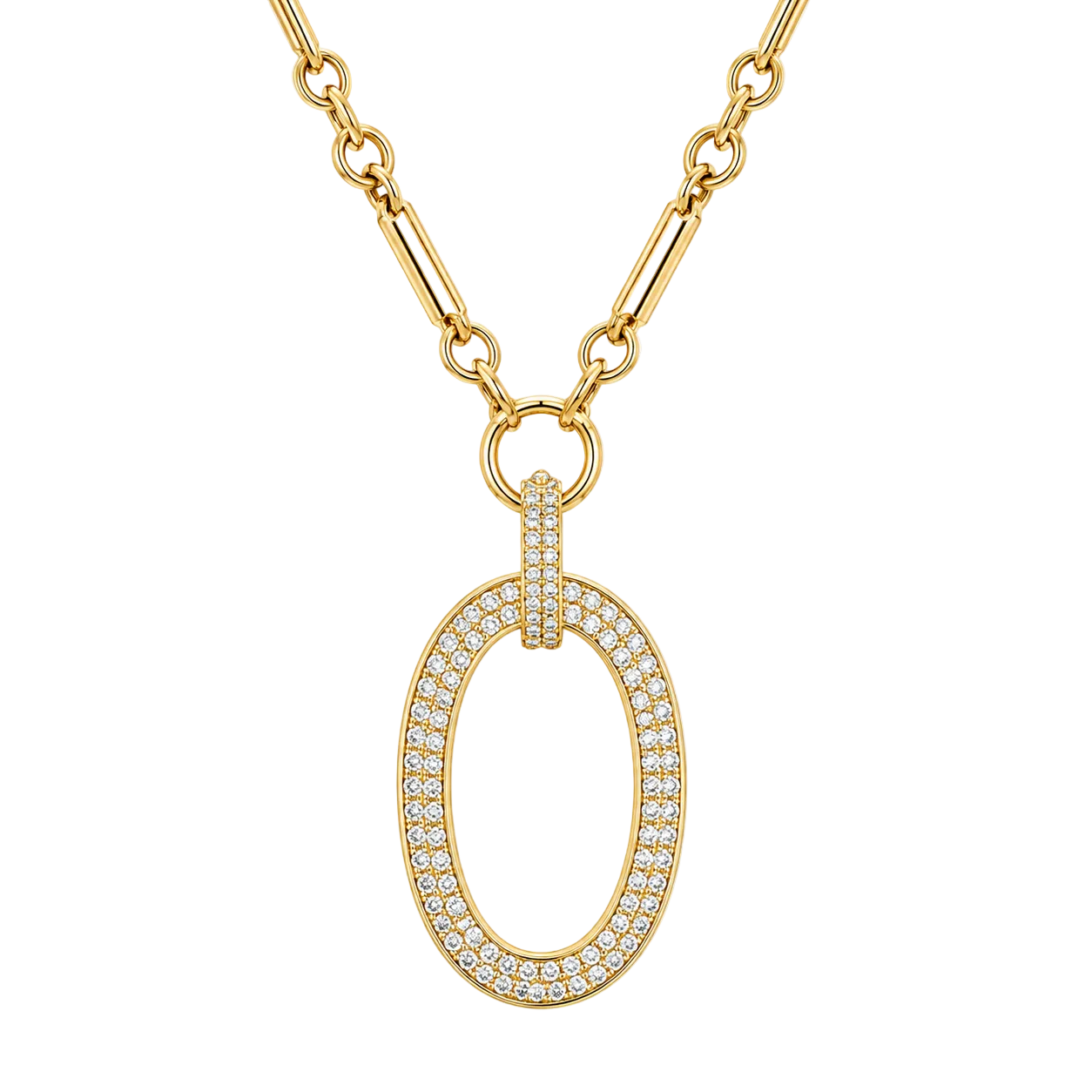 Gold & Diamond Oval Link Necklace