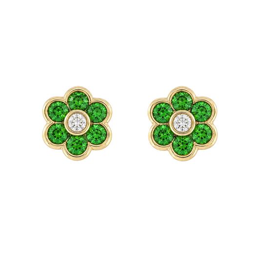 Tsavorite Flower Earrings