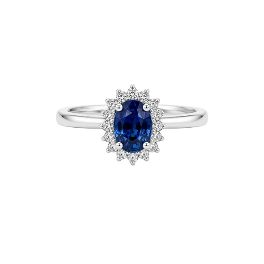Blue Sapphire & Diamond Ring