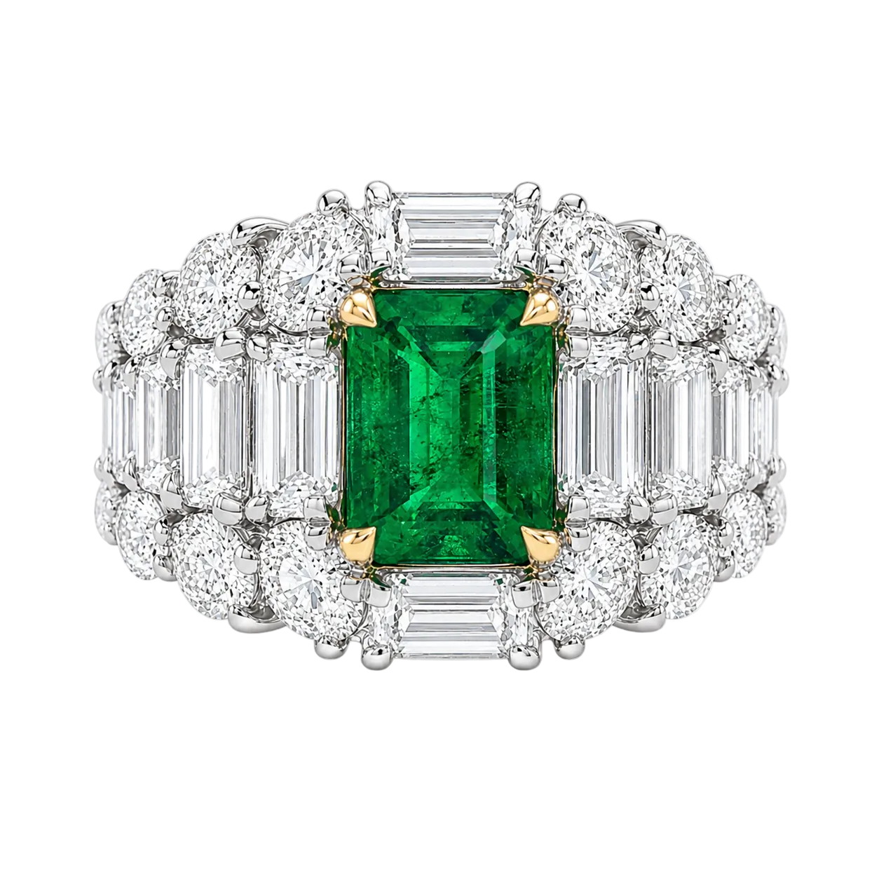 Emerald Cut Emerald & Diamond Ring