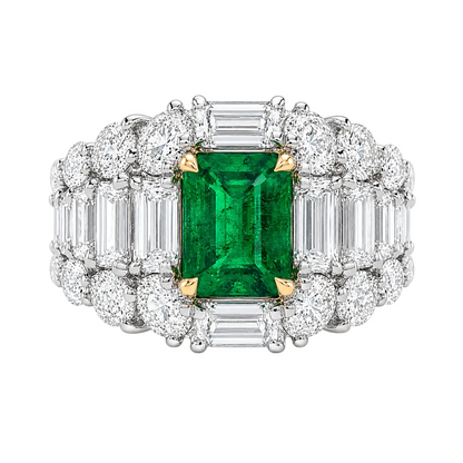 Emerald Cut Emerald & Diamond Ring