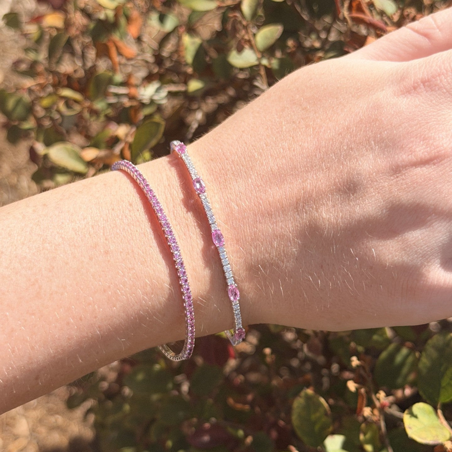 Pink Sapphire Pickleball Bracelet
