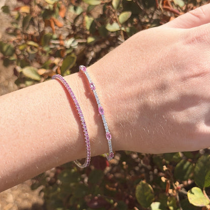 Pink Sapphire Pickleball Bracelet