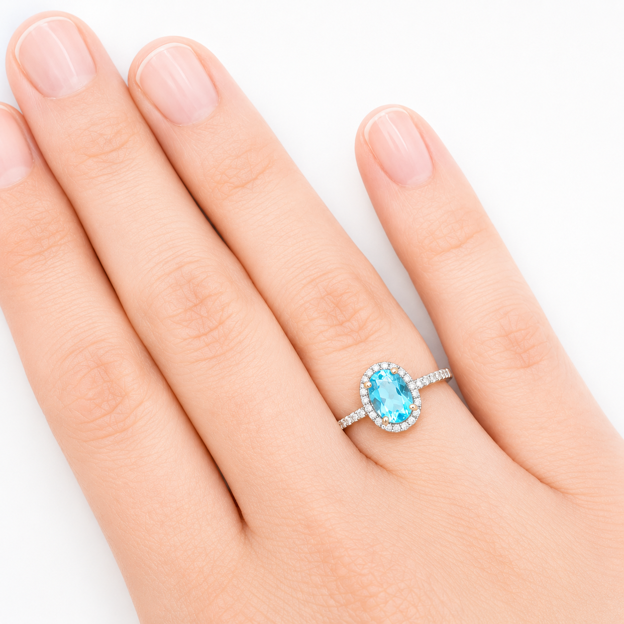 Blue Topaz & Diamond Ring