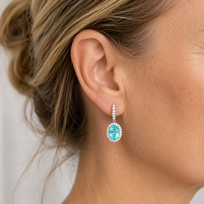 Pariaba Tourmaline & Diamond Dangle Earrings