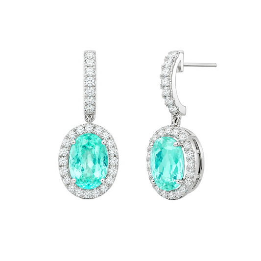 Pariaba Tourmaline & Diamond Dangle Earrings