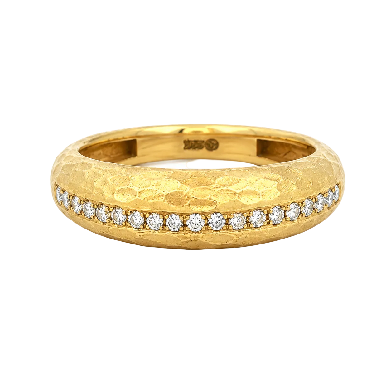 Gold Hammered Diamond Ring