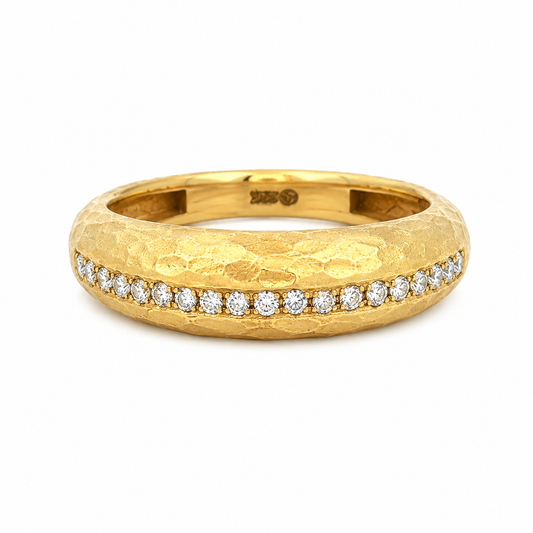 Gold Hammered Diamond Ring