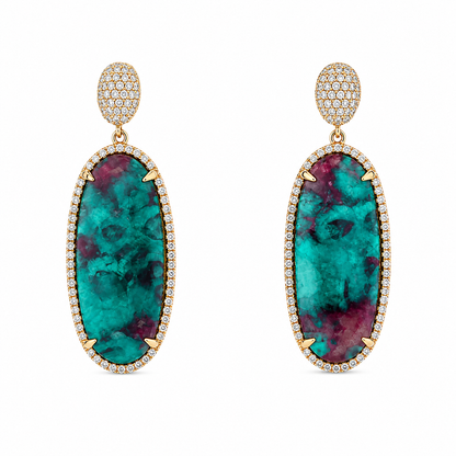 Bazillion Paraiba Tourmaline Slice & Diamond Earring