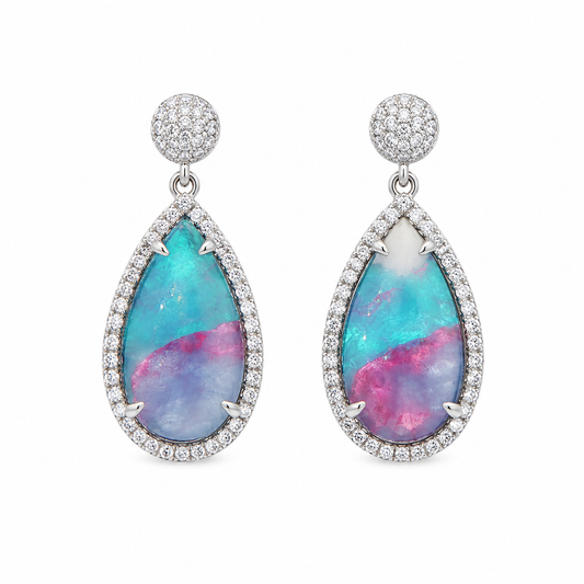 Bazillion Paraiba Tourmaline Slice & Diamond Earring