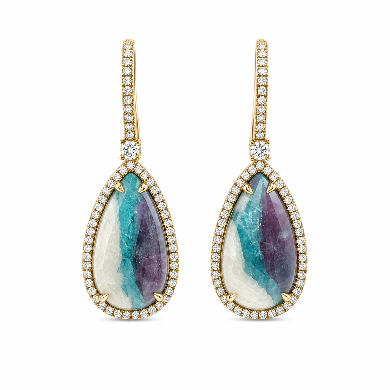 Bazillion Paraiba Tourmaline Slice & Diamond Earring