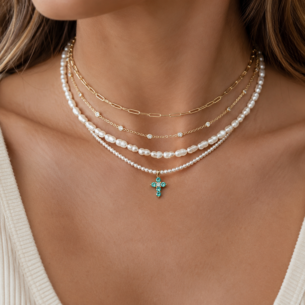 Pearl & Paraiba Tourmaline Necklace
