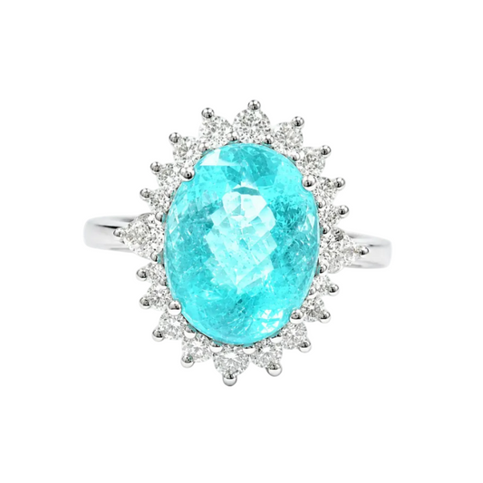Mozambique Paraiba Tourmaline & Diamond Ring