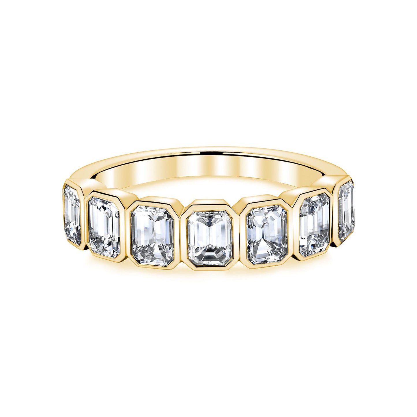 Diamond Emerald Cut Bezel Set Band