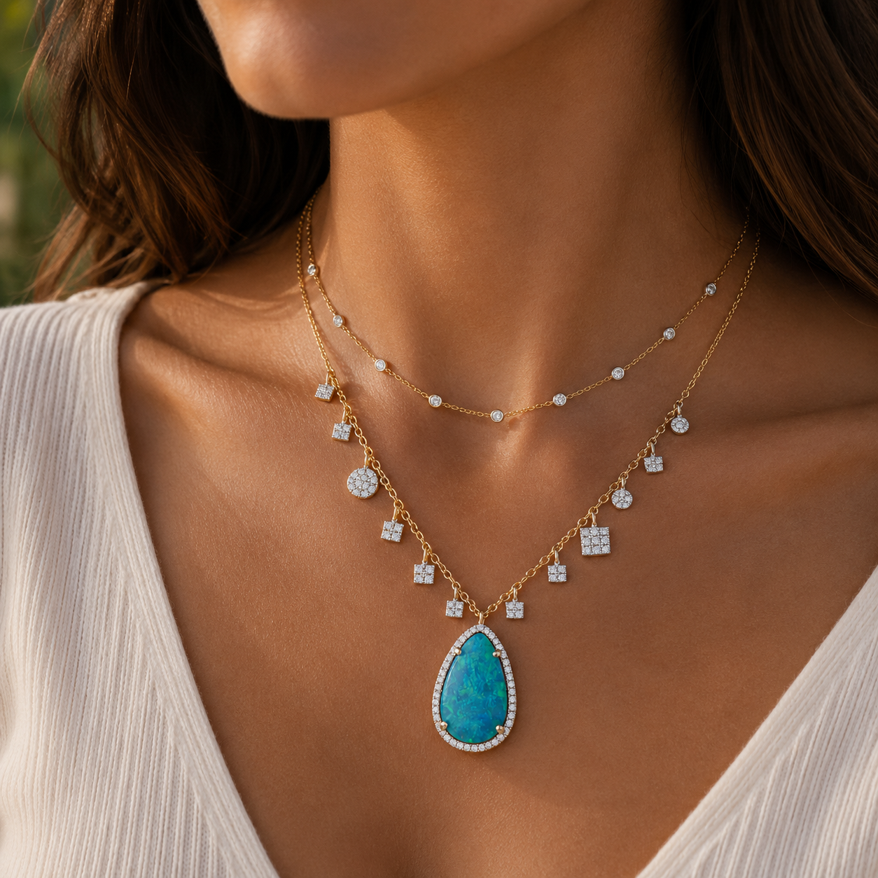 Opal & Diamond Necklace