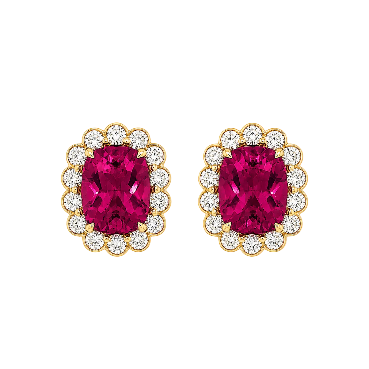Pink  Tourmaline & Diamond Earrings