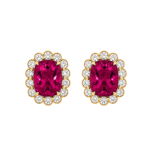 Pink  Tourmaline & Diamond Earrings