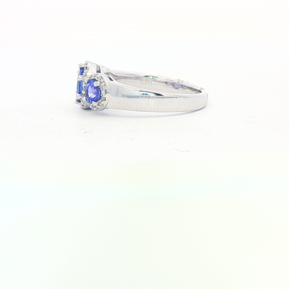 Tanzanite & Diamond 3 Stone Ring
