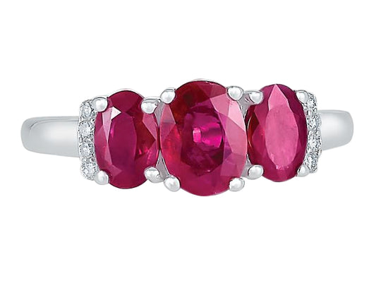 Ruby & Diamond 3 Stone Ring
